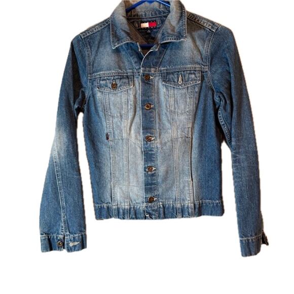 Tommy Jeans Jackets & Blazers - Tommy Jeans Small Vintage Light Wash Denim Jacket Button Up Faded Look
